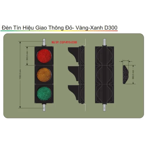 Đèn Tín Hiệu Giao Thông Xanh-Vàng-Đỏ D300