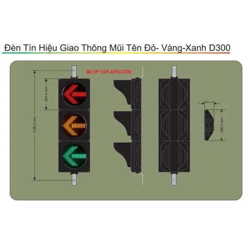 Đèn Tín Hiệu Giao Thông Mũi Tên Xanh-Vàng-Đỏ D300