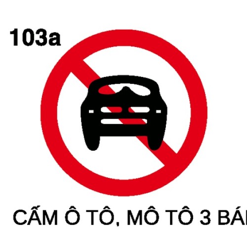 Biển báo cấm P.103a – Cấm ô tô, mô tô 3 bánh | Châu Gia Phát