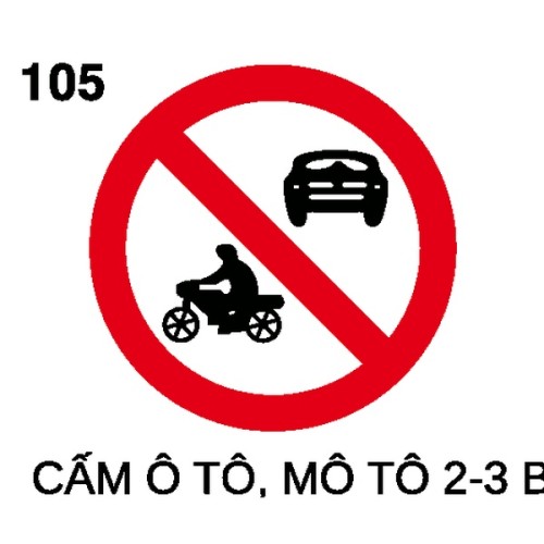 Biển báo cấm P.105 – Cấm ô tô, mô tô 2-3 bánh | Châu Gia Phát