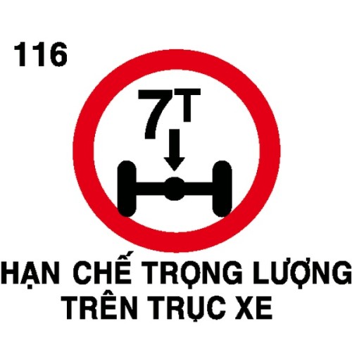 Biển báo cấm P.116 – Hạn chế trọng lượng trên trục xe | Châu Gia Phát
