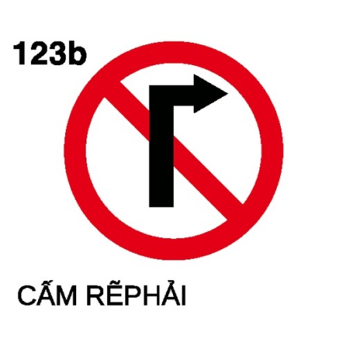 Biển báo cấm P.123b – Cấm rẽ phải | Châu Gia Phát