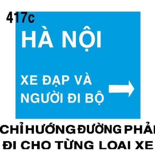 Biển chỉ dẫn I.417c – Chỉ hướng cho từng loại xe (thẳng và rẽ) | Châu Gia Phát