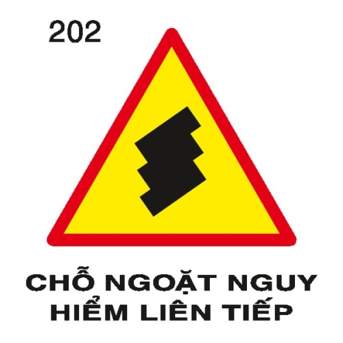 Biển báo nguy hiểm W.202 – Chỗ ngoặt nguy hiểm liên tiếp | Châu Gia Phát
