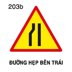 Biển báo nguy hiểm W.203b – Đường hẹp bên trái | Châu Gia Phát