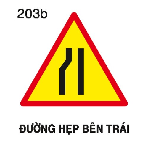 Biển báo nguy hiểm W.203b – Đường hẹp bên trái | Châu Gia Phát
