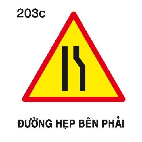 Biển báo nguy hiểm W.203c – Đường hẹp bên phải | Châu Gia Phát