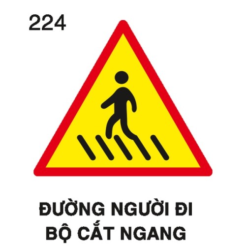 Biển báo nguy hiểm W.224 – Người đi bộ cắt ngang | Châu Gia Phát