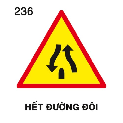 Biển báo nguy hiểm W.236 – Kết thúc đường đôi | Châu Gia Phát